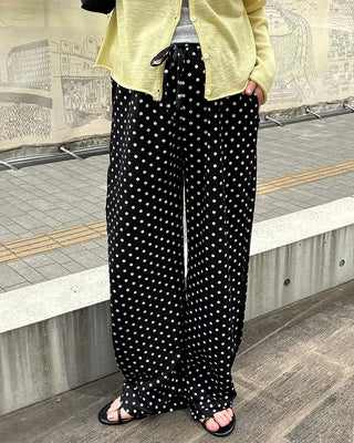Dot Linen Mix Easy Pants