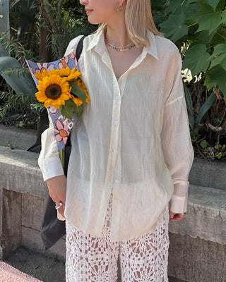 Wrinkle Sheer Loose Long Shirt