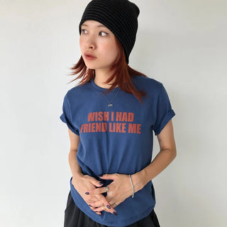 Lettering Half-Crop Half-Sleeve T-Shirt