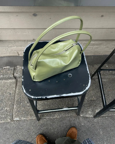 2-way center seam leather tote bag