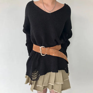 Wide suede point belt