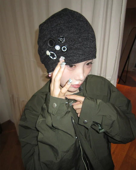 Multi-button slub beanie