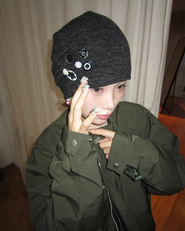 Multi-button slub beanie