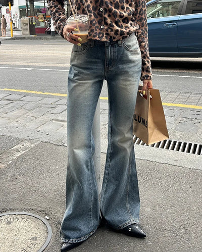 Unique outseam bootcut denim pants