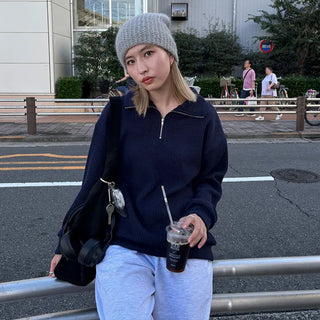 Unisex Basic Half-Zip Knit
