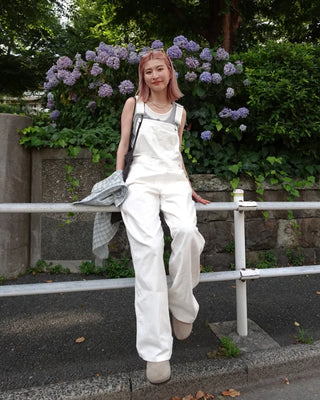 Kangaroo pocket cotton wide overalls