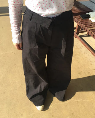 Wrap-waist nylon slacks