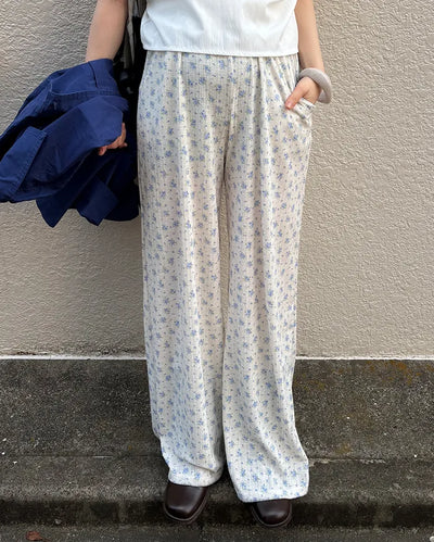 Flower Rib Easy Pants