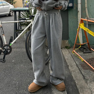 (Unisex) Fleece-stuffed elastic waist pants