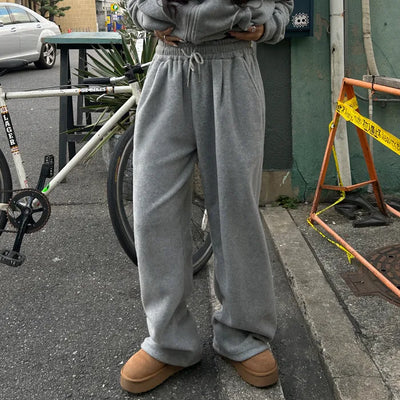 (Unisex) Fleece-stuffed elastic waist pants