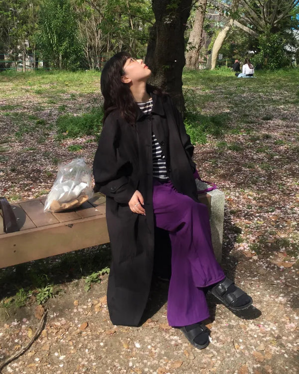Raglan Shoulder Single Long Trench Coat