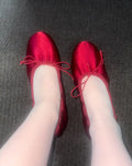 Satin gathered heel flat shoes