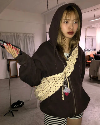 Dot Drawstring Shoulder Bag