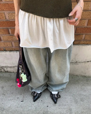 Pindot Flared Layered Skirt