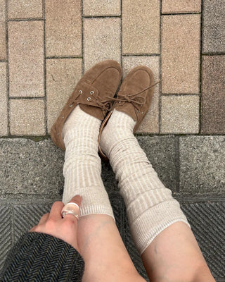 Suede eyelet loafers