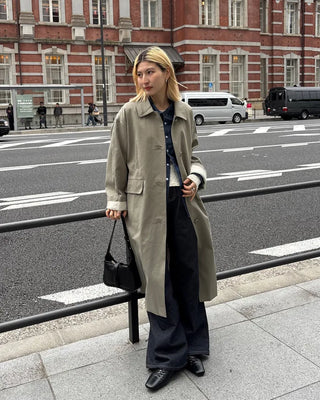 Striped Lined Single Trench Long Coat