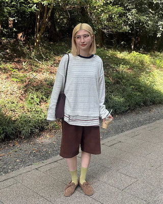 Corduroy back elastic Bermuda shorts