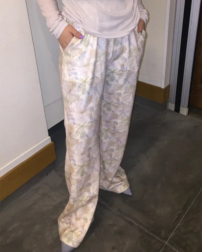 Vintage floral bootcut pants