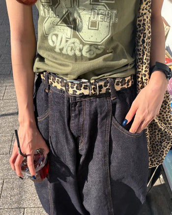 Leopard pattern pin belt