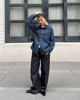 Double bust button pocket denim shirt