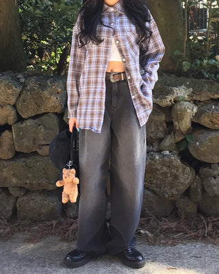 Vintage Wash Wide Denim Pants