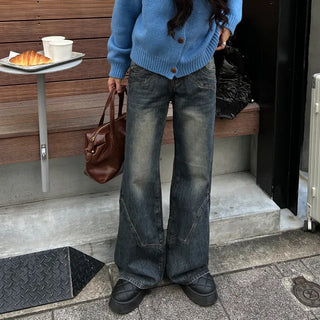 Slit Point Wide Denim Pants