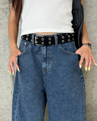 Suede double eyelet belt