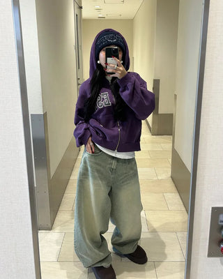 Super wide balloon green jeans
