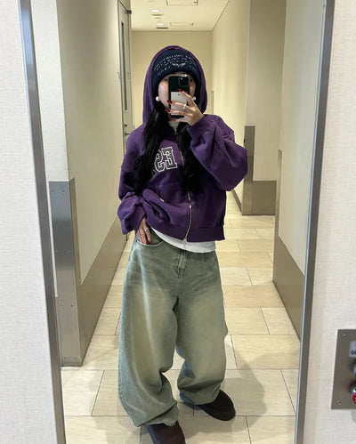 Super wide balloon green jeans