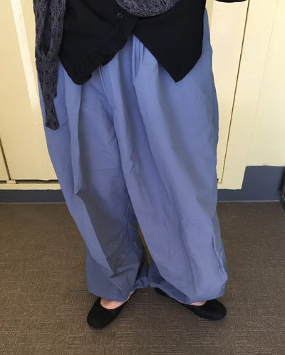 (Unisex) Black Button Elastic Waist Parachute Pants