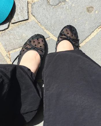 Ribbon Dot Organza Flat Shoes