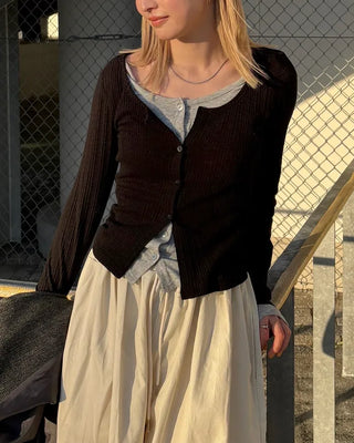 Layered Rib Cardigan