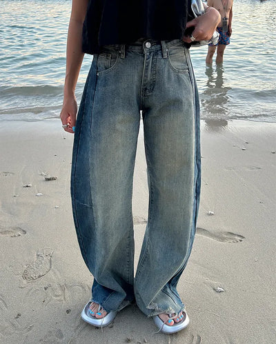 Cut-off vintage denim pants