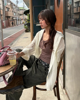 Pinstripe Loose Sheer Shirt