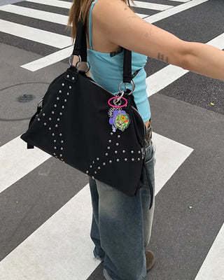 Double rivet line shoulder bag