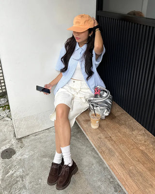 Pencil stripe half shirt