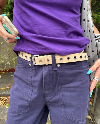 Eyelet suede belt