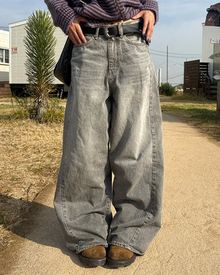 Back-unique center-seam double-pocket jeans