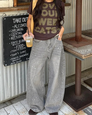 Painted Vintage Wash Denim Pants