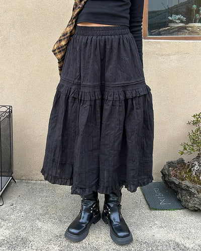 Lace frill maxi skirt