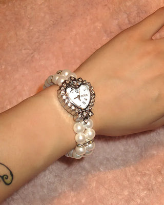 Heart Cubic Double Pearl Bracelet
