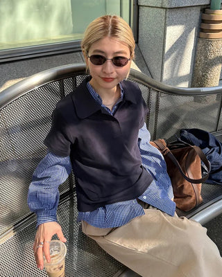 Round collar polo neck short-sleeved T-shirt