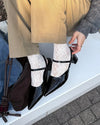 Pointed-toe strap heels