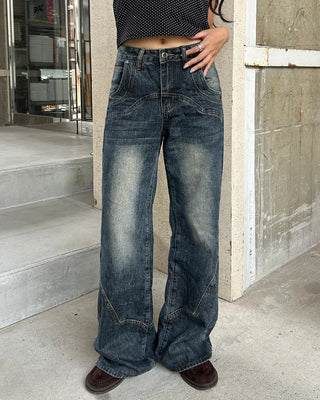 Slit Point Wide Denim Pants