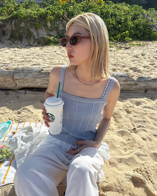 Summer ribbed knit camisole top