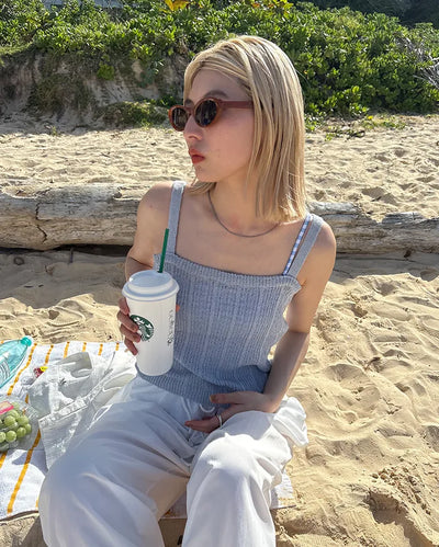 Summer ribbed knit camisole top