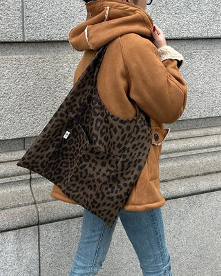 Leopard print one-pocket one-shoulder tote bag