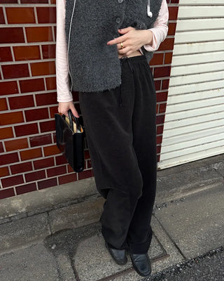 Drawstring waist velour pants