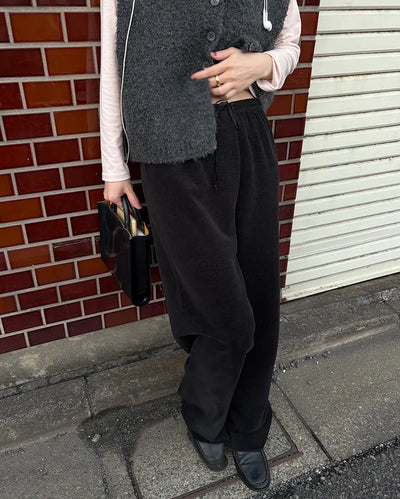 Drawstring waist velour pants