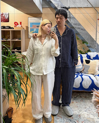 (Unisex) Triple Stripe Gauze Pajama Set